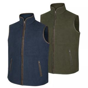 Chaleco sin mangas gris oscuro de poliéster/nailon con cremallera completa y cuello alto para hombre, ropa exterior de forro polar, estilo casual, marca personalizada - Product Image 5