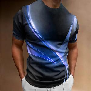 Camiseta estampada en 3D con gráfico curvo para hombre, camisetas de manga corta holgadas informales, ropa de hombre de gran tamaño, camisetas para exteriores - Product Image 6