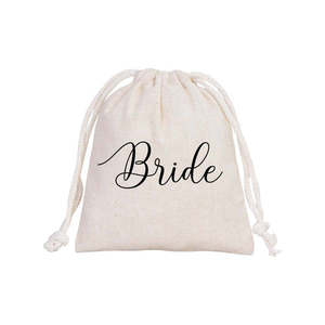 Personalized Bridal Party Reusable <b>Drawstring</b> Cotton <b>Pouch</b> Bags Wedding Favor Sacks Bridesmaids Full Customized - Product Image 6