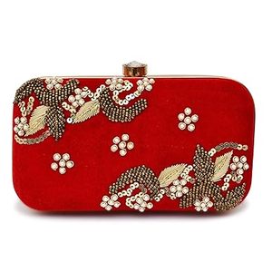 กระเป๋าคลัทช์ลายดอกไม้ปักด้วยไหมซารีทำมือ ดีไซน์อินเดียประดับด้วยลายทอง งานฝีมือคุณภาพสูง ปรับแต่งได้ - Product Image 4