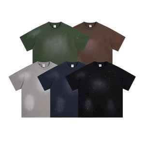 เสื้อยืดผ้าฝ้าย325GSM สำหรับผู้ชายเสื้อยืดโอเวอร์ไซส์ลายลิงซักได้หมึกพิมพ์ลายหมึกธรรมดาพิมพ์100% โลโก้ออกแบบได้ตามต้องการ - Product Image 1