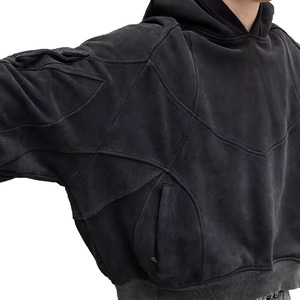 Léger hiver hommes lavage à l'acide brodé Stonewashed polaire pull à capuche surdimensionné séchage rapide - Product Image 2
