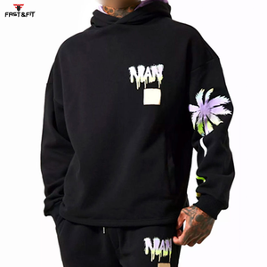 Ensemble sweat-shirt et pantalon de survêtement décontracté en coton 100% extensible dans les quatre sens, imprimé régulier, respirant, taille plus, coupe évasée, uni, pour l'hiver - Product Image 4