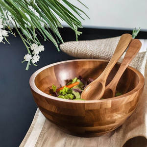 Eco Friendly Acacia Wood Bowl Server Custom Wooden Bowl Home Hotel Restaurant <b>Party</b> Fruits Soup Bowl Modern Luxury Direct - Product Image 4