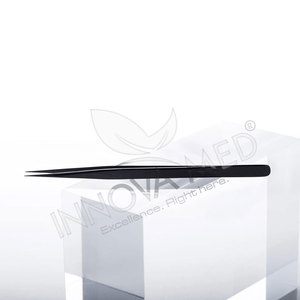 Pince à épiler professionnelle en acier inoxydable sur mesure, NOUVELLE, avec pointes en fibre antistatiques, pour une préhension parfaite des cils. - Product Image 2