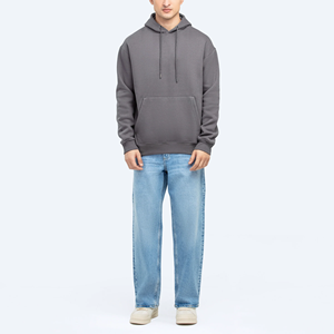 Sweat à capuche oversize en molleton 100% coton pour homme avec logo personnalisé, design épaules tombantes pour les basiques d'hiver - Product Image 4