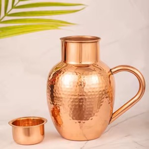 Juego de jarra de agua y vidrio de cobre tradicional Ayurvédica de calidad superior para hotel en casa o regalo - Product Image 3
