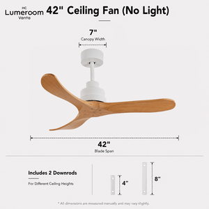 42 Inch Solid Wood Ceiling <b>Fan</b> Without Light, Reversible DC Motor Ceiling <b>Fan</b> with <b>Remote</b> <b>Control</b> for Bedroom Living Room - Product Image 5