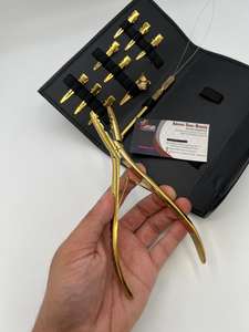 Pince multifonctionnelle dorée, kit d'outils pour extensions de cheveux, impression de logo personnalisée, prix de gros, service OEM - Product Image 4