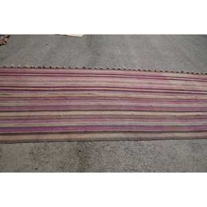 Tapis Kilim Vintage de 5,2x17,8 pieds, matériau en laine patchwork rose et marron avec support en latex pour une décoration intérieure chaleureuse et accueillante - Product Image 3