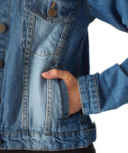 เสื้อแจ็กเก็ตยีนส์สำหรับผู้หญิงเสื้อคลุมยีนส์แบบคลาสสิกฉลากตามสั่ง - Product Image 6
