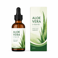 Gouttes d'aloe vera naturelles végétaliennes non-OGM 50 ml avec extrait de menthe poivrée pour le soutien immunitaire et gastro-intestinal quotidien des adultes, marque privée