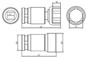 Fournisseur taïwanais OEM ODM 1/2 "Dr. Douille universelle à impact puissant à 2 voies - Product Image 2