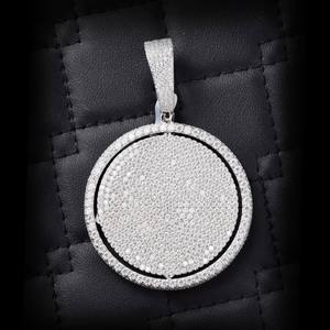 Pendentif disque inversé en moissanite brillante, plaqué rhodium, argent sterling 925, bijoux fins pour homme, hip-hop, mariage, breloques - Product Image 1