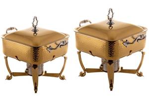 Chauffe-plats de luxe 3L en acier inoxydable pour hôtel commercial couvercle argenté chauffe-plats restaurants traiteur buffet verre métal - Product Image 2