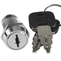 Serrure de distributeur automatique de sécurité de premier ordre, en alliage de zinc de 19 mm, finition plaquée zinc, entraxe de 38 mm, clé plate, 2 clés, fonction de verrouillage ABA