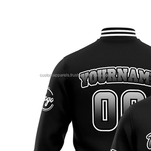 Veste universitaire de luxe en laine et cuir, broderie personnalisée, manteau Letterman haut de gamme pour la vente en gros - Product Image 3