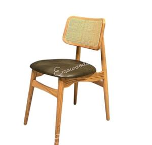 Chaise de salle à manger simple moderne pour extérieur, jardin, patio, bois de teck naturel, rotin scandinave pour restaurant, hôtel, ferme - Product Image 4