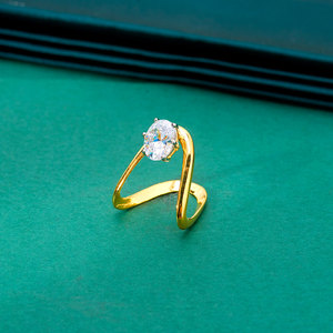 Exportador de joyería de moda artificial en India Cz Anillo clásico con chapado en rodio de oro - Product Image 2