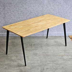 Mesa de Comedor Rectangular de 160x80cm de Madera de Caucho con Patas de Hierro, Requiere Ensamblaje, Material de Placa de Roca, Muebles para Sala de Estar-BA68170 - Product Image 4