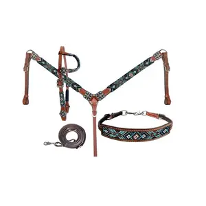 למעלה מכירה אחת אוזן עור המערבי Headstall סוס מירוץ מתכווננת ומעצב קלוע סוס Headstall אספקת