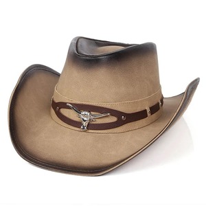 Sombrero de cuero natural de vaquero personalizado Sombrero de padrino de caballero para hombre Sombrero de vaquero de Panamá de material genuino - Product Image 2