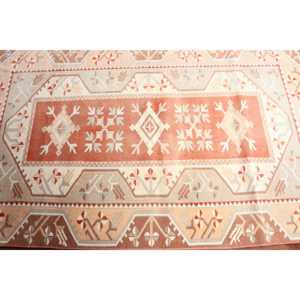 Tapis vintage, tapis d'appoint 3,9x6,1 pieds, tapis en laine orange et gris - Product Image 4