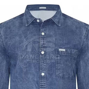 เสื้อเชิ้ตยีนส์ผู้ชายแฟชั่นลำลองสำหรับงานปาร์ตี้และใส่ได้ทุกวัน เสื้อเชิ้ตยีนส์แขนยาวทรงเข้ารูปทันสมัย - Product Image 4