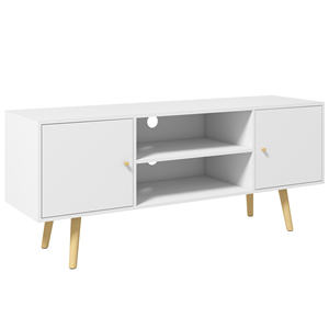 HOMCOM 55 "max TV Stand avec 2 armoires et 2 étagères ouvertes, en bois et aggloméré, 120x34x50 cm, blanc - Product Image 1