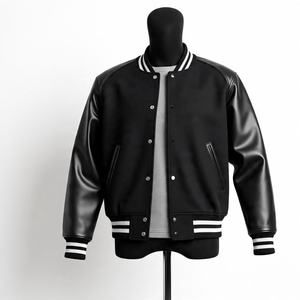 Chenille Broderie Manches En Cuir Personnalisées Bomber Collège Baseball Veste pour Hommes Casual Hommes Streetwear Varsity Veste - Product Image 1