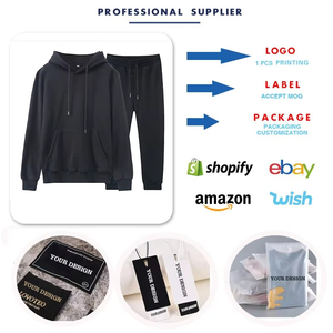 Survêtement en coton de haute qualité pour hommes personnalisé grande taille hommes survêtement broderie impression Logo unisexe sweats à capuche pantalons de survêtement survêtement - Product Image 3