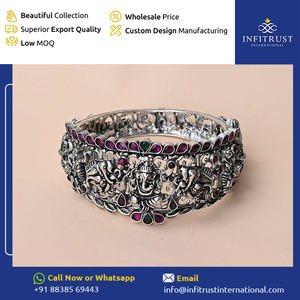 Prix bas du marché Meilleure vente Fabriqué en Inde Oxydé 925 Sterling Silver Ruby Stone Studded Girls Ethnic Wear Bangles à vendre - Product Image 2