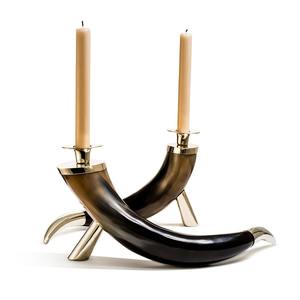 Hot Selling Best Quality of Viking Ox Horn <b>Tealight</b> <b>Candle</b> Holder Set with Metal Stand Set - Product Image 3