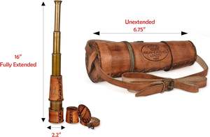 Télescope de pirate antique avec étui en cuir Spyglass monoculaire en laiton pour les amateurs de décoration nautique et d'aventure - Product Image 2