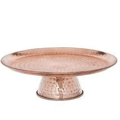 Rose Gold Plated Hammered Design Aniversário Festa Decoração Casamento Celebração Bolo Servindo Stand Cake Sobremesa Metal Round Cake