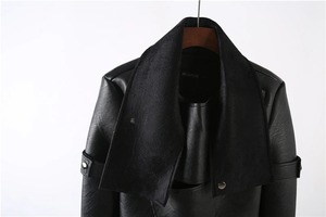 เสื้อโค้ทหนังเทียมสำหรับผู้ชาย, เสื้อโค้ทลำลองหนังสังเคราะห์แนวสตรีทสำหรับฤดูหนาว - Product Image 3