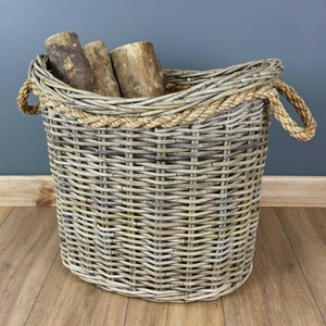Rattan Oval <b>Rope</b> Handled Wicker Log <b>Basket</b> Handmade Storage <b>Baskets</b> Natural Rattan Modern Multifunction Made in Viet Nam - Product Image 5
