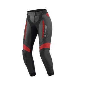Pantalon de motard vintage en cuir de vache véritable et toile pour homme, imperméable, avec lacets, par Standard International - Product Image 2