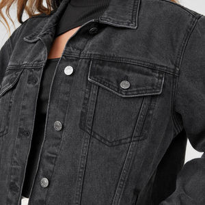 Veste en jean décontractée gothique d'hiver pour femmes noires, style streetwear, ceinture, boutons recouverts, rembourrage en coton, design respirant, prix bas - Product Image 5