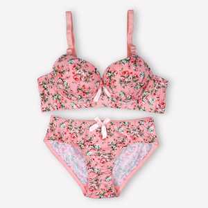 Conjuntos de sujetador y bragas con relleno floral-Rosa Rojo y Negro Paquete de 3 - Product Image 2