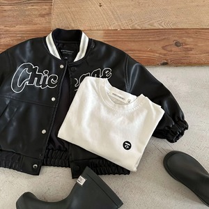 เสื้อแจ็กเก็ตหนังปักลายตัวอักษรเสื้อโค้ทสำหรับเด็กผู้ชายและเด็กผู้หญิงเสื้อโค้ทสำหรับใส่ด้านนอกในฤดูใบไม้ผลิ2024 - Product Image 5