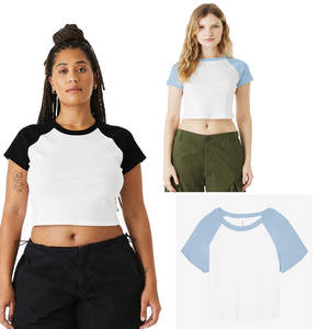 T-shirt raglan en micro-côtelé 3D pour femme BELLA + CANVAS - Impression personnalisée, appliques, coton printemps, coupe ajustée, anti-rétrécissement, décontracté - Product Image 6