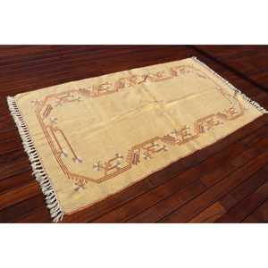 Tapis de 3,7 x 6,7 pieds, tapis turc vintage, tapis rayé jaune - Product Image 2