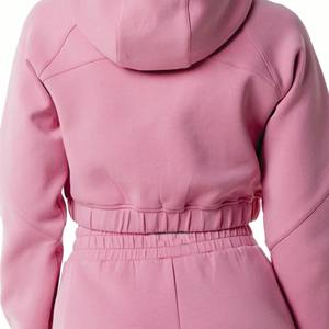 2023 diseño de moda cuello redondo señoras recortado Jumper venta al por mayor algodón suave polar Crop Top sudaderas mujeres - Product Image 6