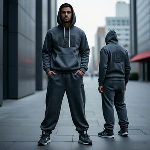 2025 Men Pullover Hoodie & Baggy Pants / Oversized Cotton High Quality Heavyweight Tracksuit / <b>Wide</b> <b>Leg</b> <b>Cargo</b> Straight Pants - Product Image 1