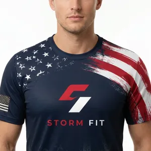 Camiseta Deportiva Personalizada para Hombre, Manga Corta, Sublimada, Transpirable, Anti-UV, Secado Rápido, Cuello Redondo, 100% Poliéster, Holgada - Product Image 4