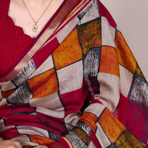 ชุดผ้าส่าหรีพิมพ์ลายขอบแนวร่วมสมัยผ้าโพลีเอสเตอร์ผ้าวิสคอส - Product Image 1