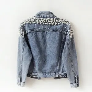 Oem <b>Women's</b> <b>Denim</b> Jean <b>Jacket</b> <b>Women</b> Casual Outwear Fall <b>Jacket</b> <b>Denim</b> Button up <b>Coat</b> Oversize <b>Denim</b> <b>Jacket</b> for Ladies - Product Image 2