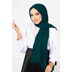 Conjunto de chal, bufanda, guantes y sombrero de bambú esmeralda elegante - Product Image 1