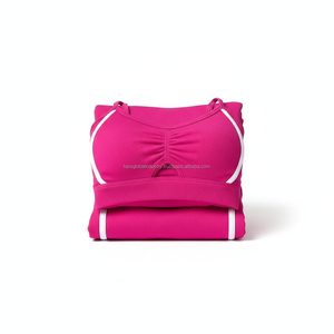 Conjunto de Yoga de 2 Piezas Personalizado OEM para Mujer, Sujetador Deportivo Fruncido y Leggings de Cintura Alta con Ribete en Contraste, Ropa Deportiva sin Costuras para Gimnasio - Product Image 5